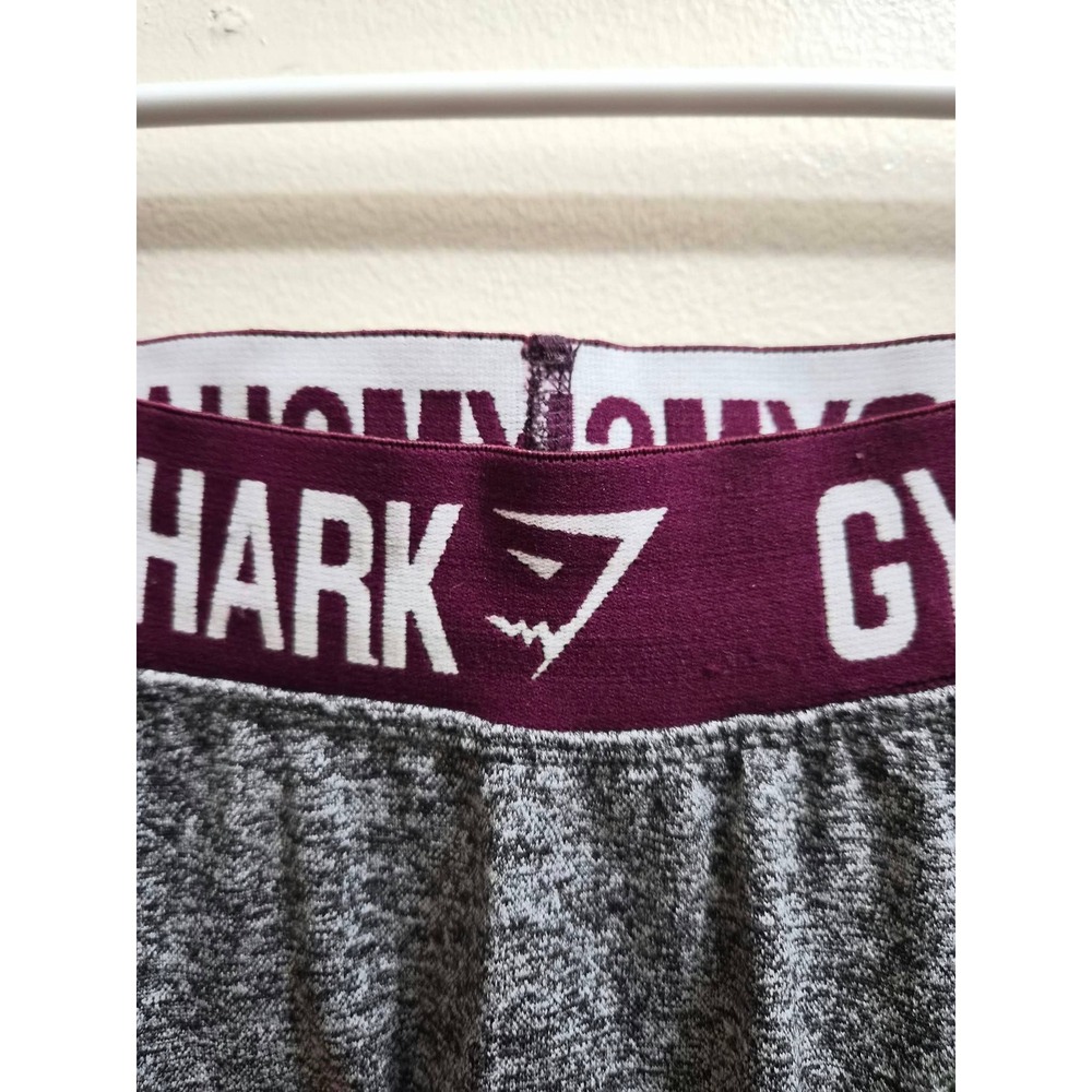 Gymshark Dry Grey Marl Cropped Leggings Burgundy Logo Waistband Womens XS Small - Picture 2 of 4